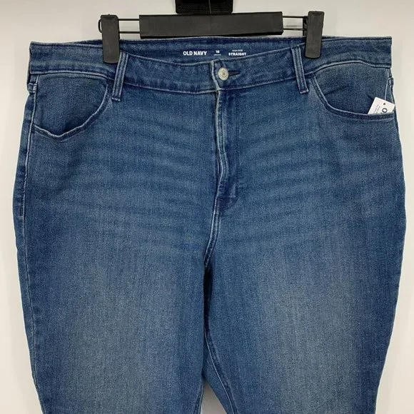 Old Navy Jeans High Rise Straight Blue Denim NWT - Picture 3 of 10